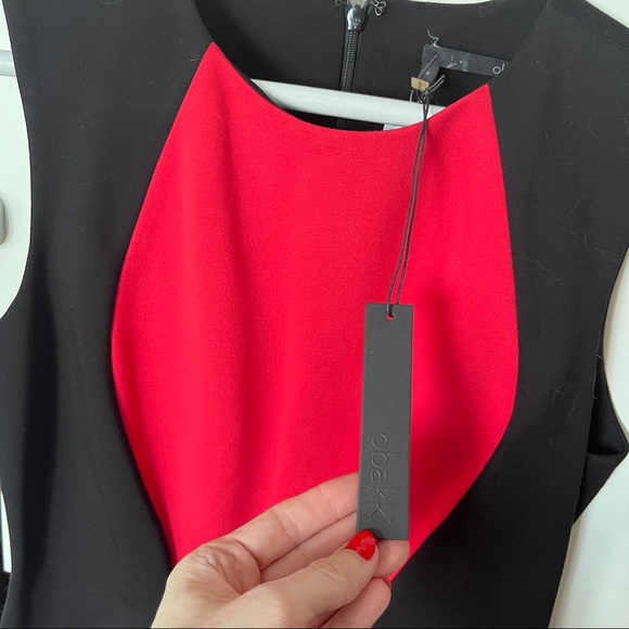 NWT Obakki fitted sheath dress, size 6, black and melon - Picture 3 of 6